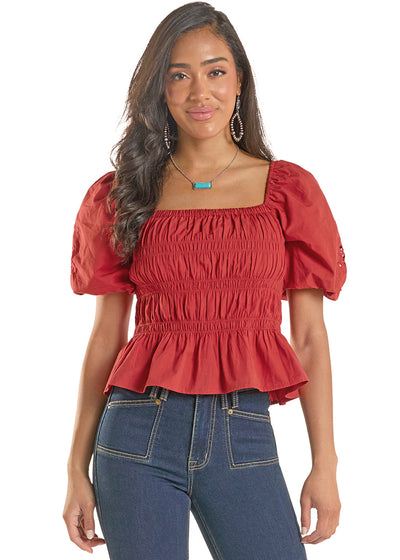 Women Rock&Roll Sleeve Top Red BW51T08779
