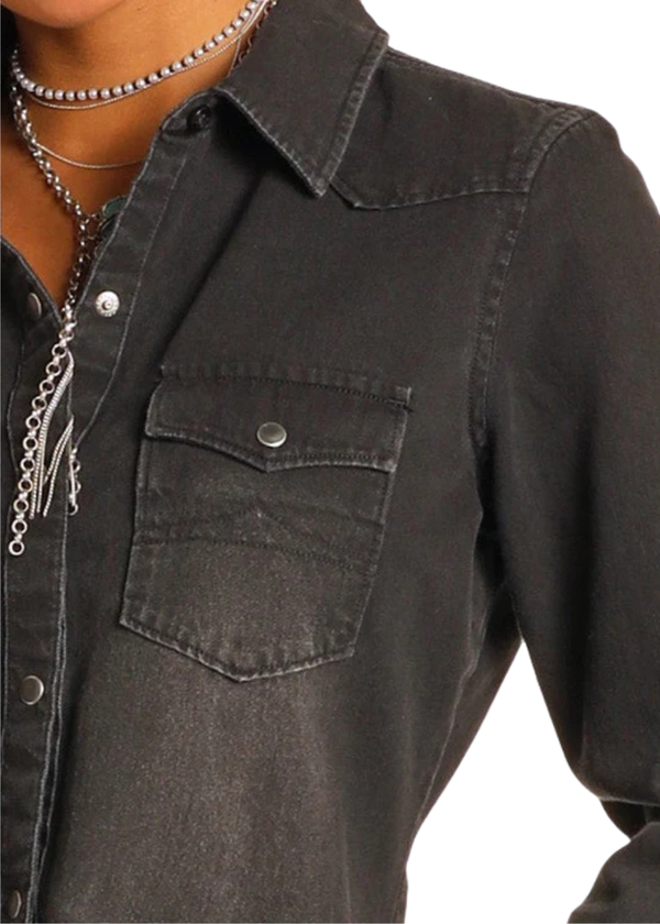 Women Rock&Roll Denim Black Shirt BWN2S03703