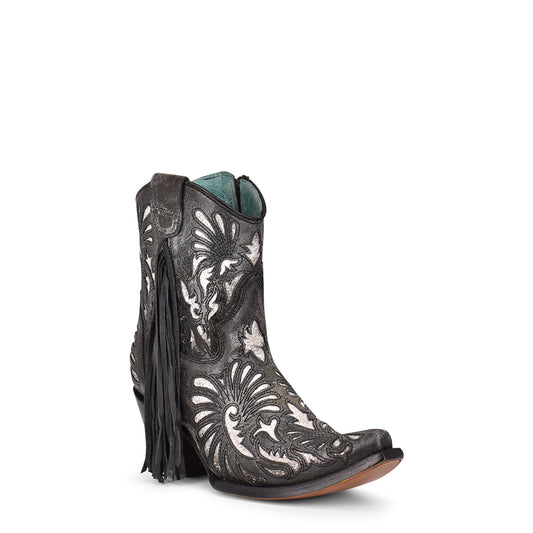 Cowhide Boots, Pointed Toe - Women Corral Ankle Boots C3828