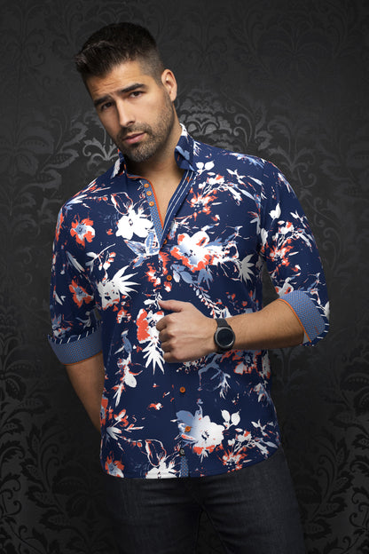 Men Au Noir Knit Shirt Cambria Black/Red