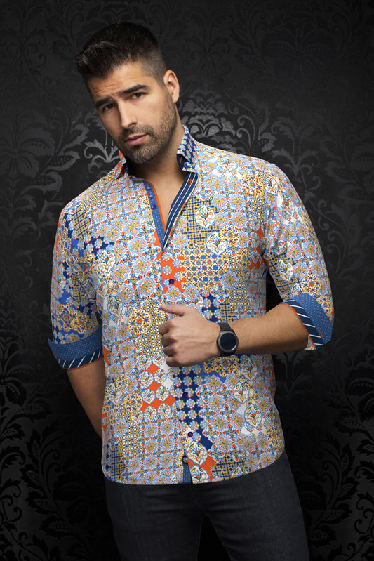 Men Au Noir Woven Shirt Carlson Orange