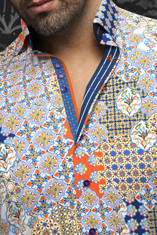 Men Au Noir Woven Shirt Carlson Orange