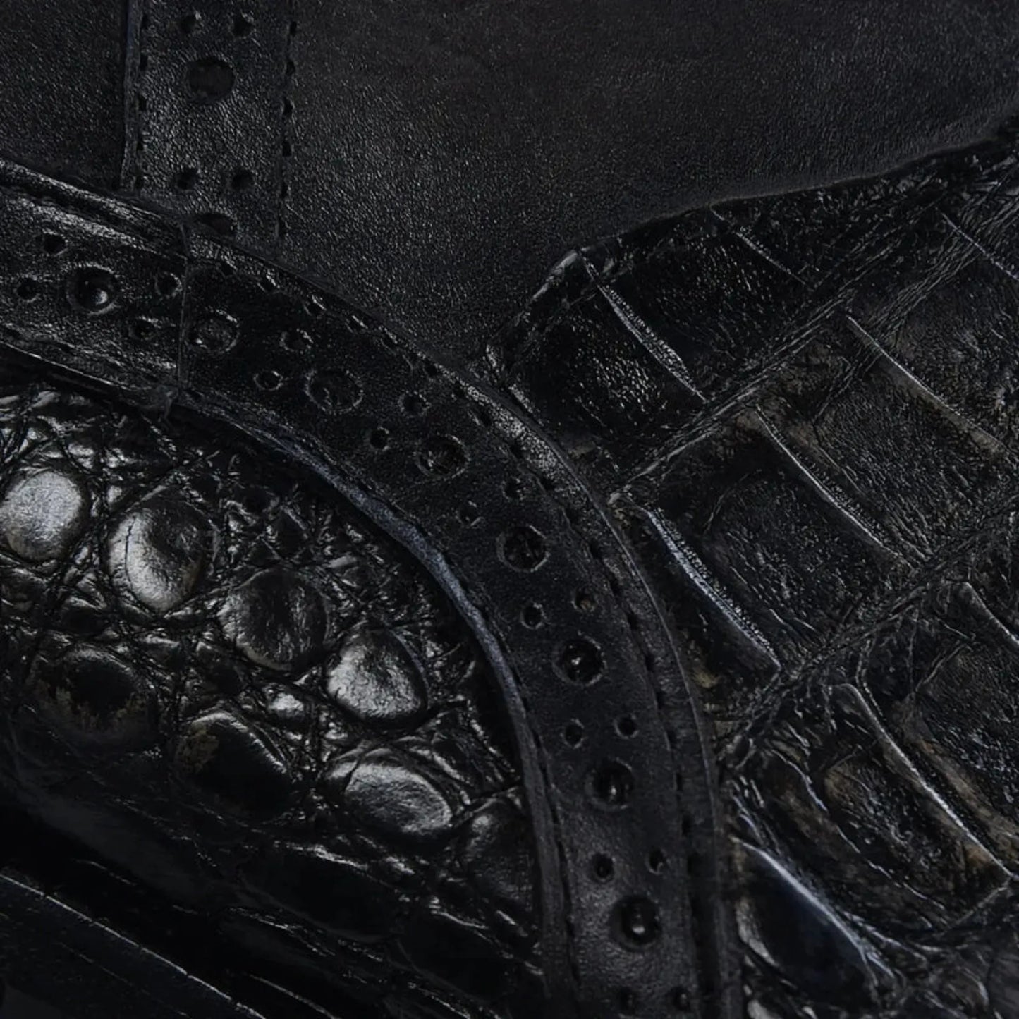 Exotic Boots for Men: Black Leather Slip-On Cowboy Boots - Men Franco Cuadra Boot FC864 - El Rodeo Western Boutique