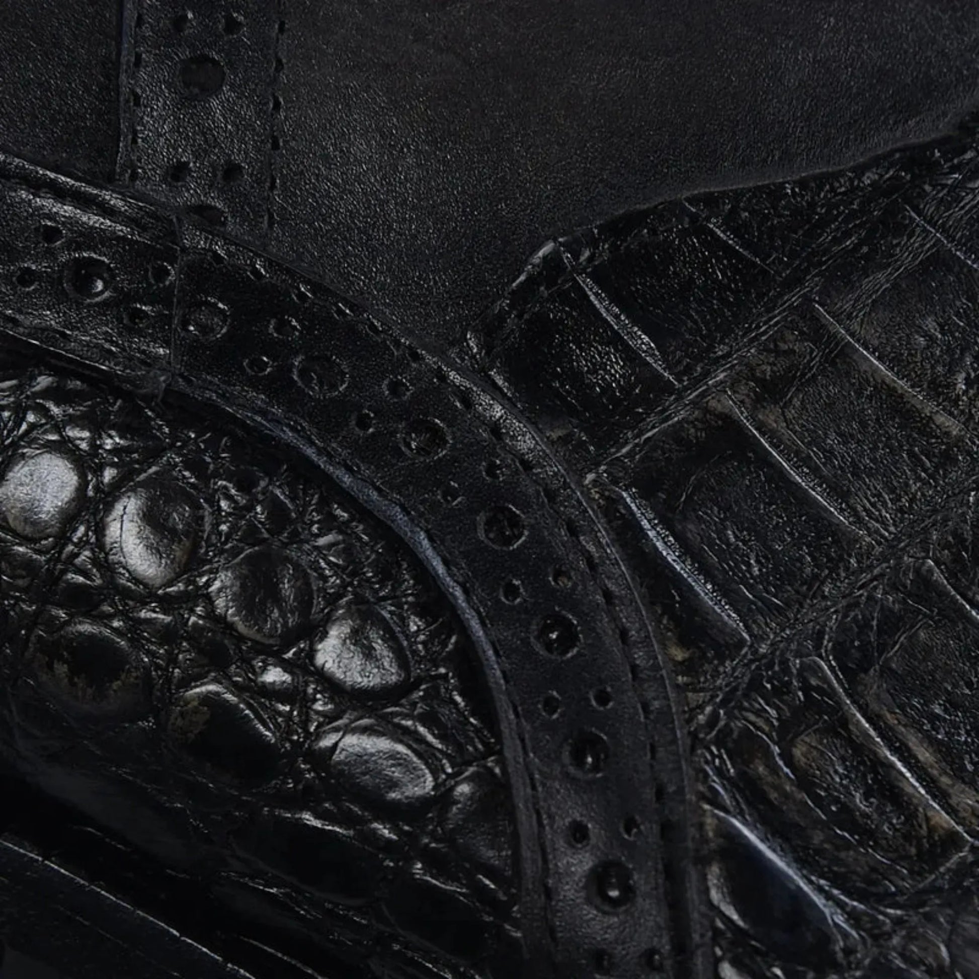 Exotic Boots for Men: Black Leather Slip-On Cowboy Boots - Men Franco Cuadra Boot FC864 - El Rodeo Western Boutique
