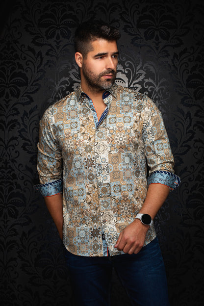 Men Au Noir Woven Shirt Clovis Lt. Beige