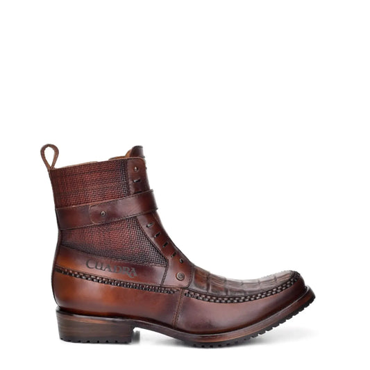 Brown Exotic Skin Boot – Round Toe Men’s Footwear with Zipper - Men Cuadra Boot CU389 - El Rodeo Western Boutique
