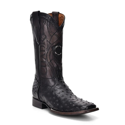 Western Ostrich Boots – Black Leather, Wide Square Toe Men’s Footwear - Men Cuadra Boot CU662 - El Rodeo Western Boutique