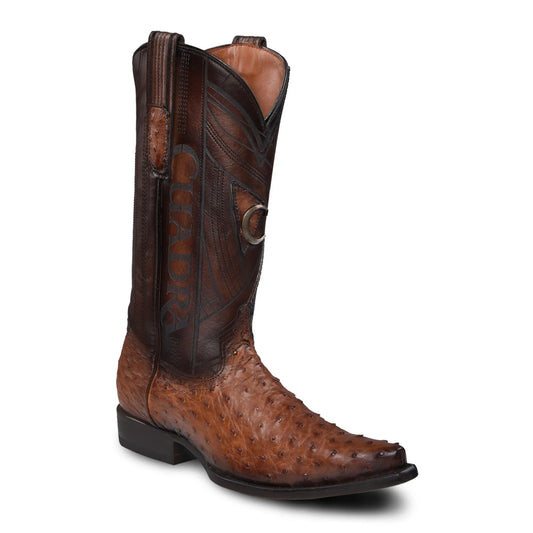 Brown Ostrich Boots for Men: Western Style, Snip Toe, Easy Slip On - Men Cuadra Boot CU839 - El Rodeo Western Boutique