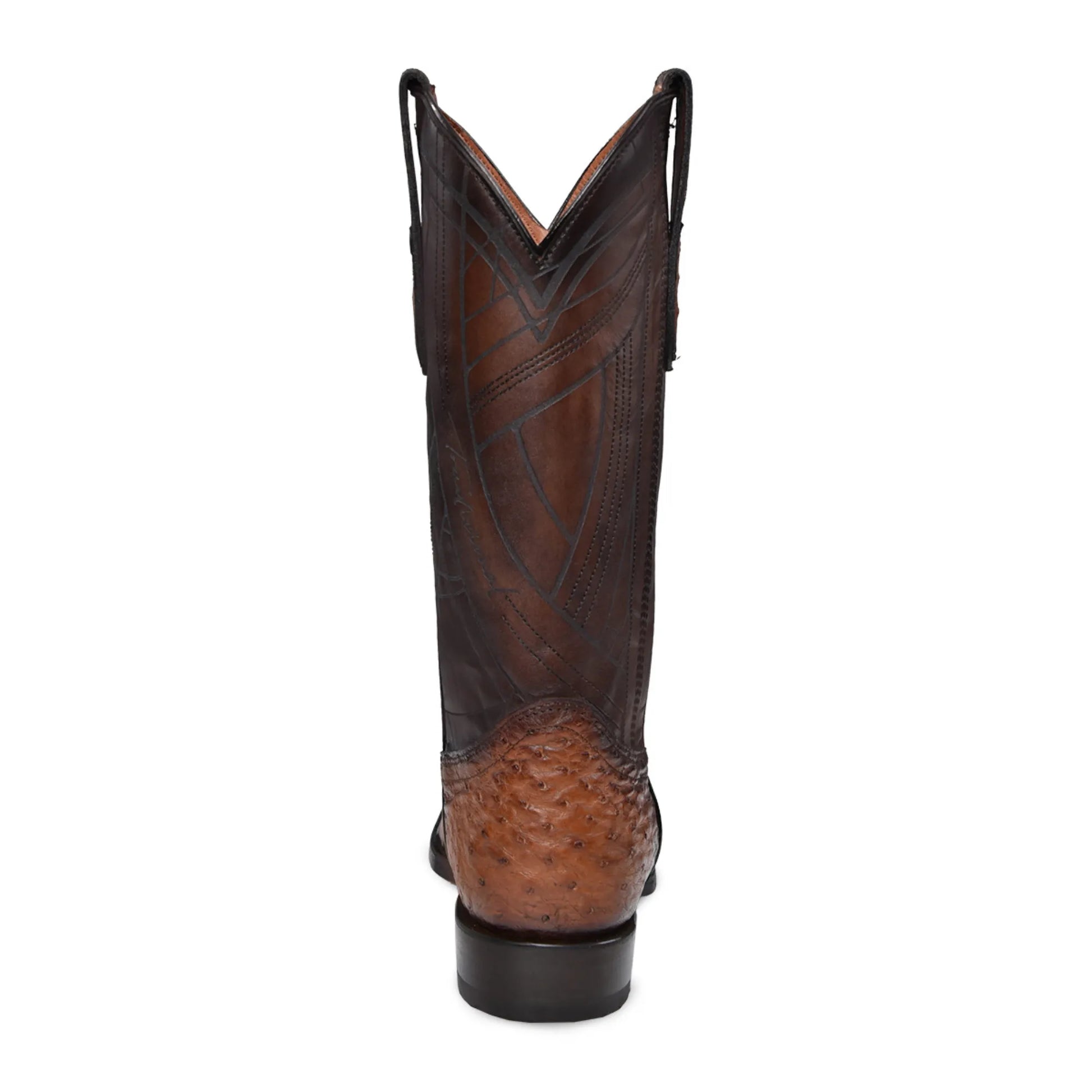 Brown Ostrich Boots for Men: Western Style, Snip Toe, Easy Slip On - Men Cuadra Boot CU839 - El Rodeo Western Boutique