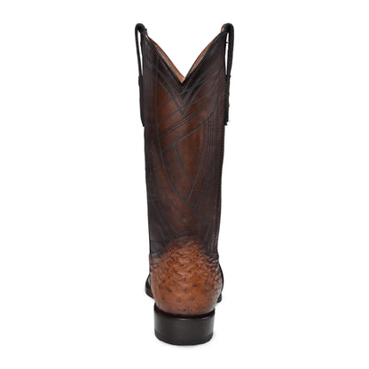 Brown Ostrich Boots for Men: Western Style, Snip Toe, Easy Slip On - Men Cuadra Boot CU839 - El Rodeo Western Boutique