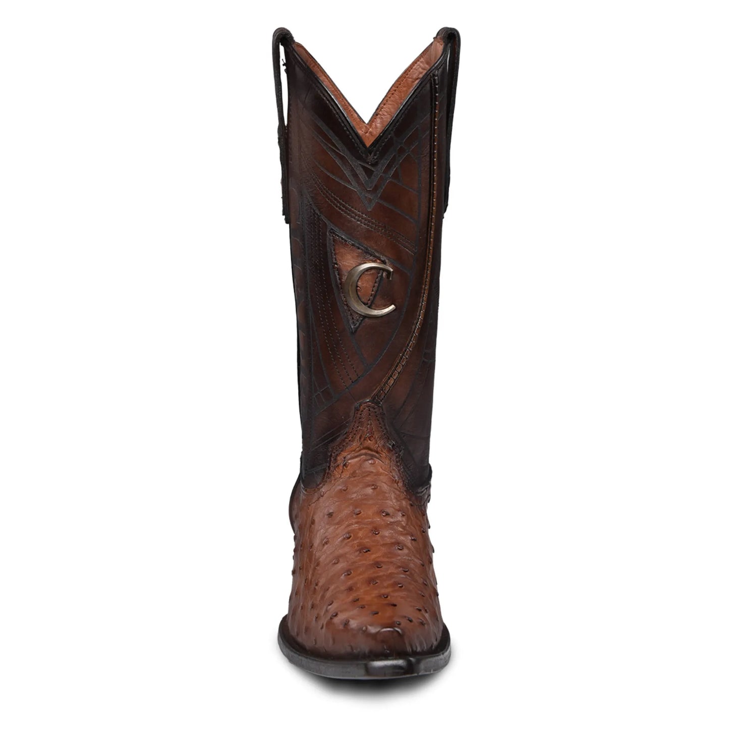 Brown Ostrich Boots for Men: Western Style, Snip Toe, Easy Slip On - Men Cuadra Boot CU839 - El Rodeo Western Boutique