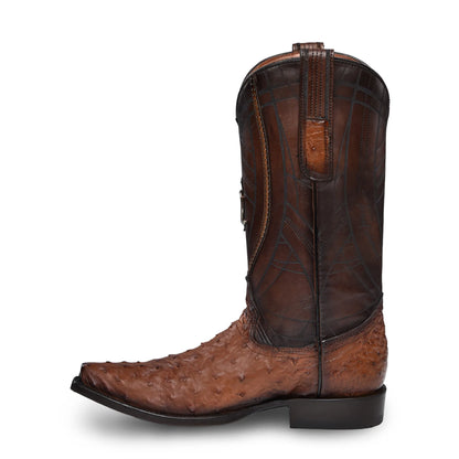Brown Ostrich Boots for Men: Western Style, Snip Toe, Easy Slip On - Men Cuadra Boot CU839 - El Rodeo Western Boutique