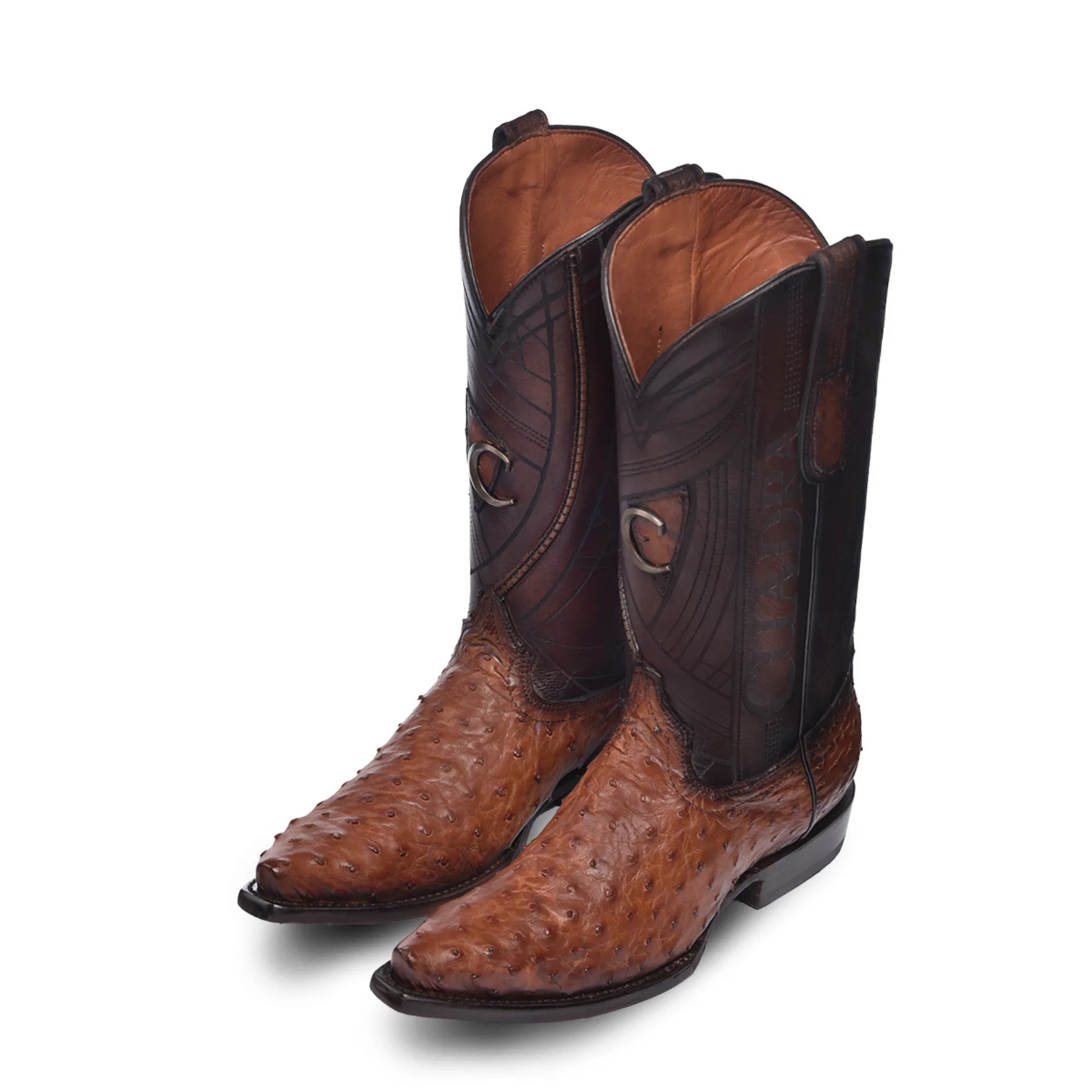 Brown Ostrich Boots for Men: Western Style, Snip Toe, Easy Slip On - Men Cuadra Boot CU839 - El Rodeo Western Boutique