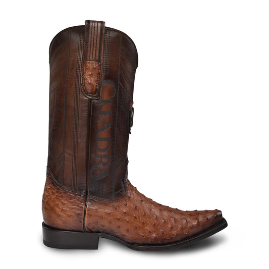Brown Ostrich Boots for Men: Western Style, Snip Toe, Easy Slip On - Men Cuadra Boot CU839 - El Rodeo Western Boutique
