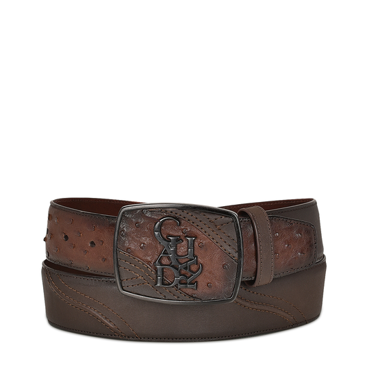 Brown Ostrich Belt - Men Cuadra Belt BC280