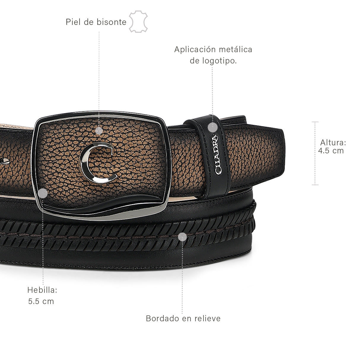 Men Cuadra American Bison Belt BC473