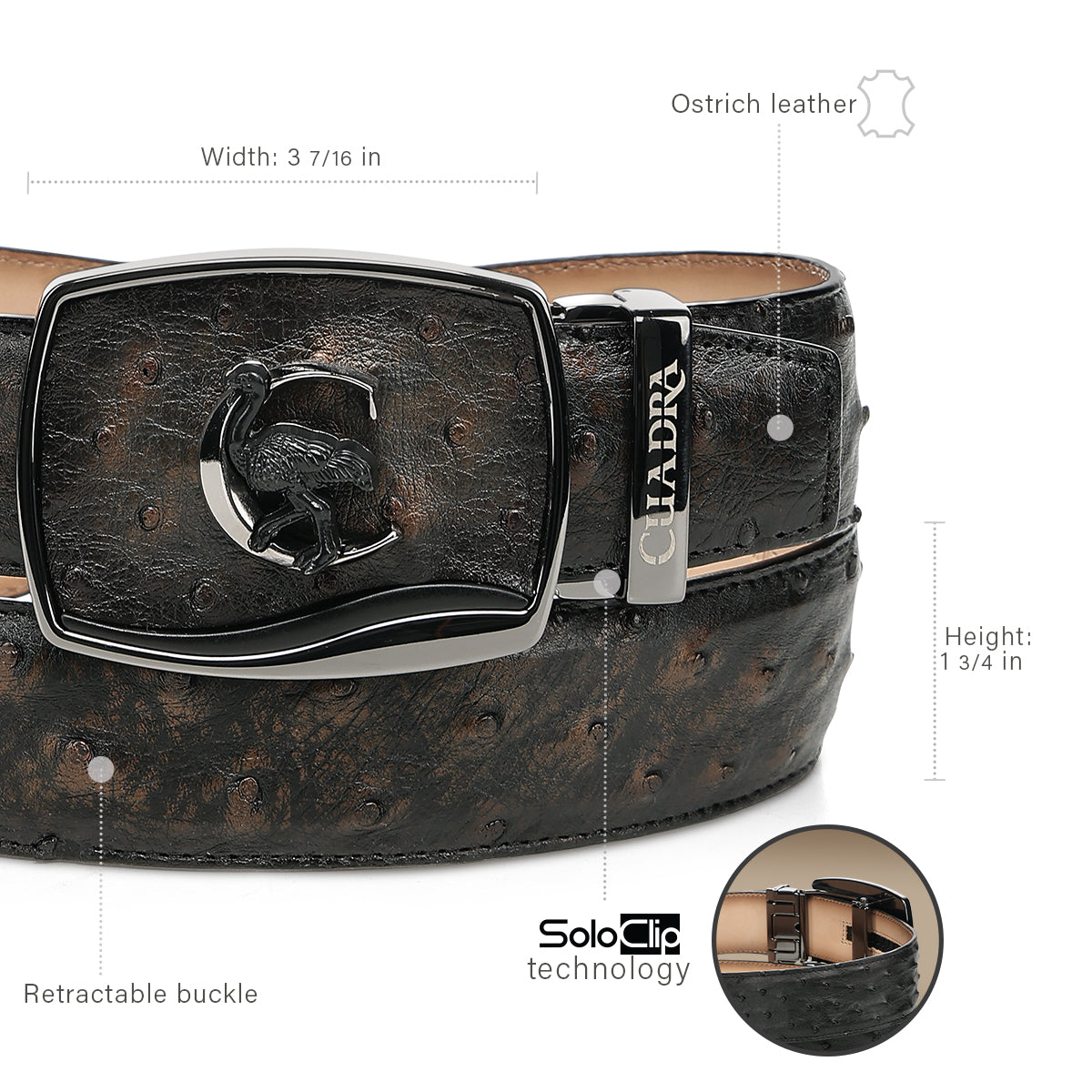 Men Cuadra Ostrich Belt BC478