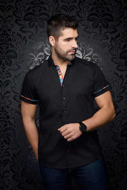 Men Au Noir Woven Short Sleeves Shirt Donizetti