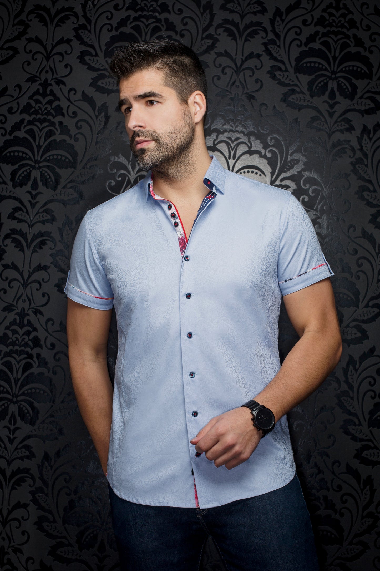Men Au Noir Woven Short Sleeves Shirt Donizetti