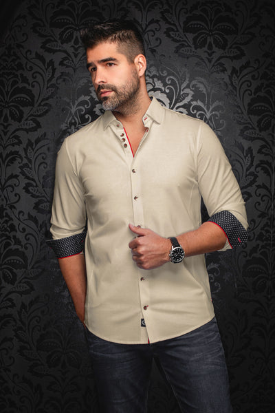 Men Au Noir Knit Shirt Dunn Stone