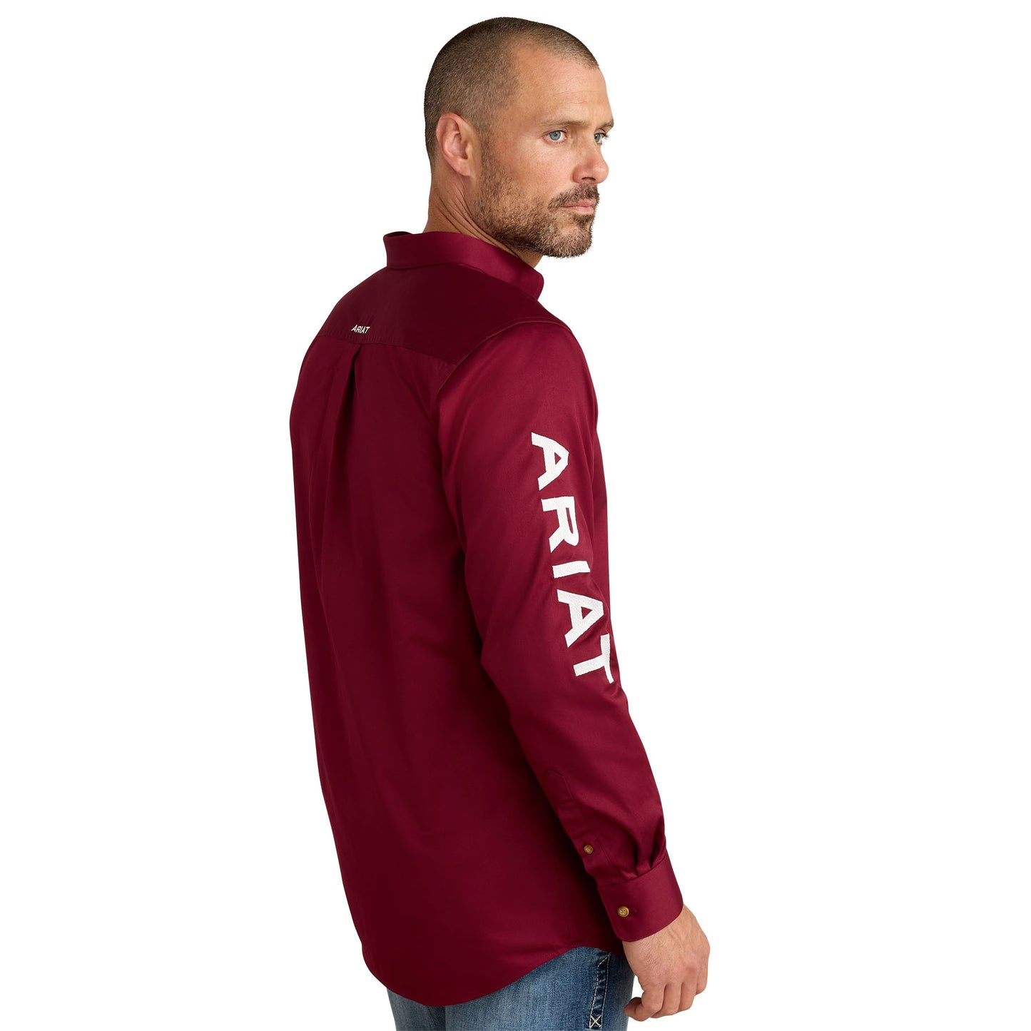 Men Ariat Shirt Logo Burgundy 10034233
