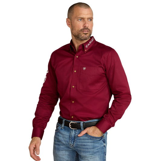 Men Ariat Shirt Logo Burgundy 10034233