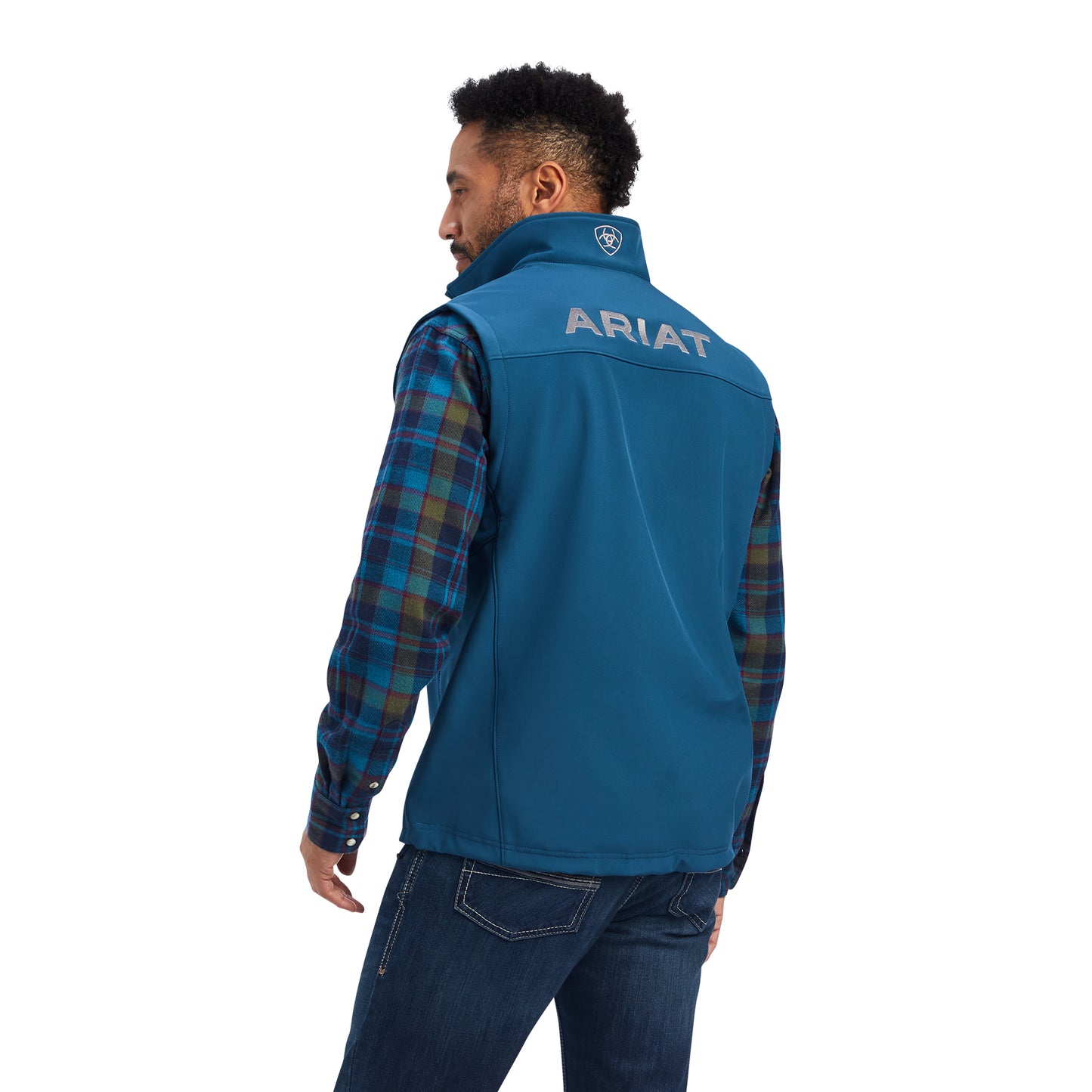 Men Ariat Vest Softshell Logo Blue 10041622
