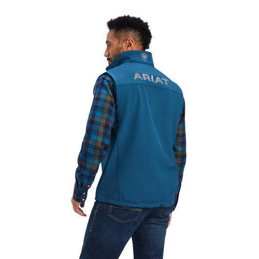 Men Ariat Vest Softshell Logo Blue 10041622