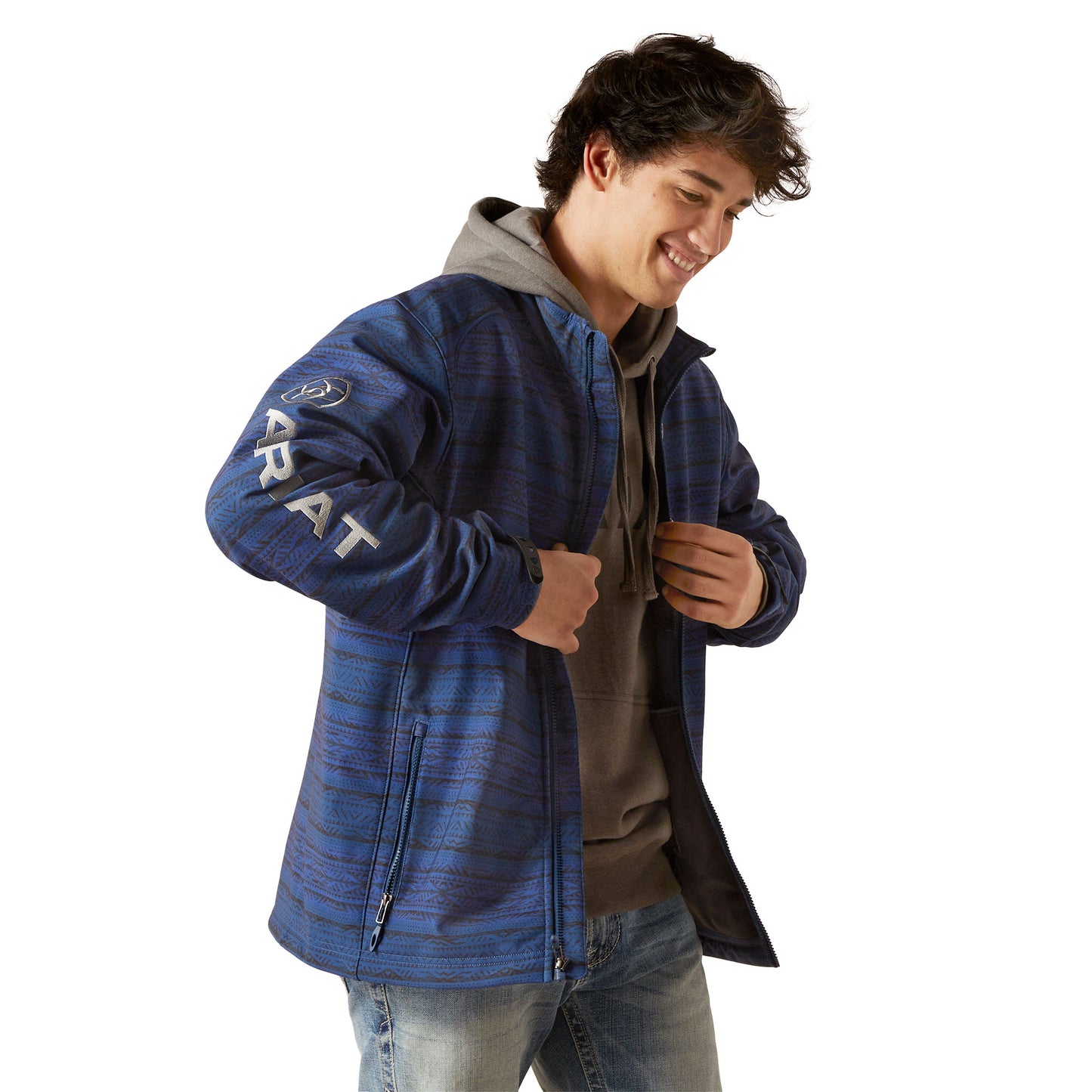 Men Ariat Jacket Softshell Logo Blue 10046789