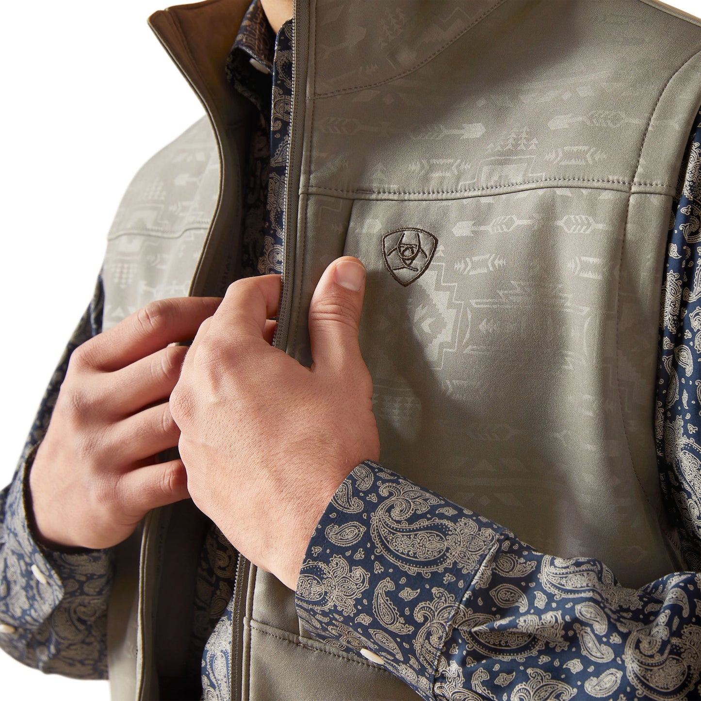 Men Ariat Vest Vernon Jetty Gray 10046791