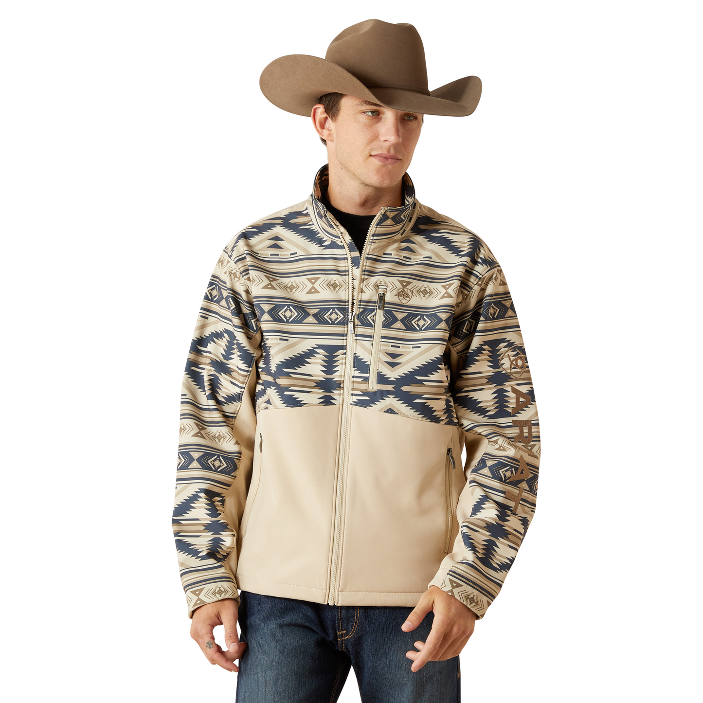 Men Ariat Jacket Logo Softshell White Pepper 10062581
