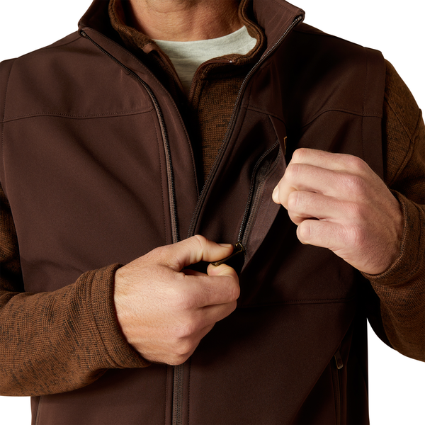 Men Ariat Vest Vernon Coffee Softshell 10062601