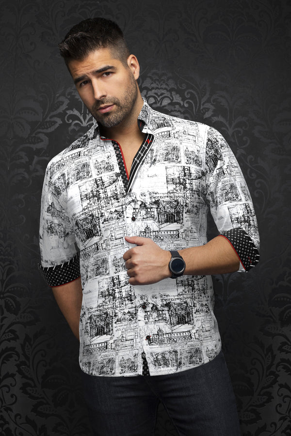 Men Au Noir Woven Shirt Florensio Black/White
