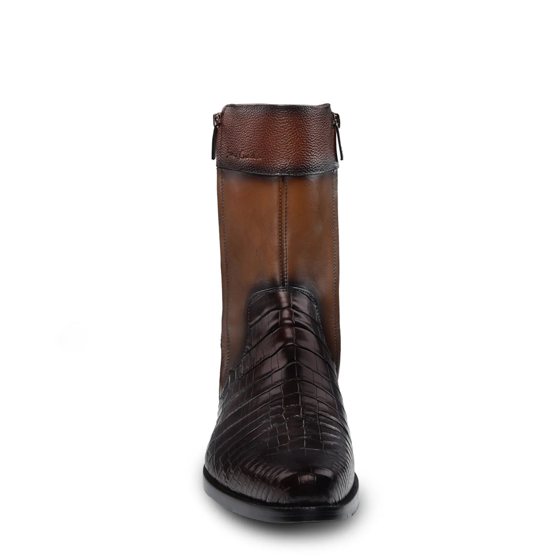 Slip On Exotic Cowboy Boots with Zipper – Men’s Mid-Calf Western Footwear - Men Franco Cuadra Boot FC824 - El Rodeo Western Boutique