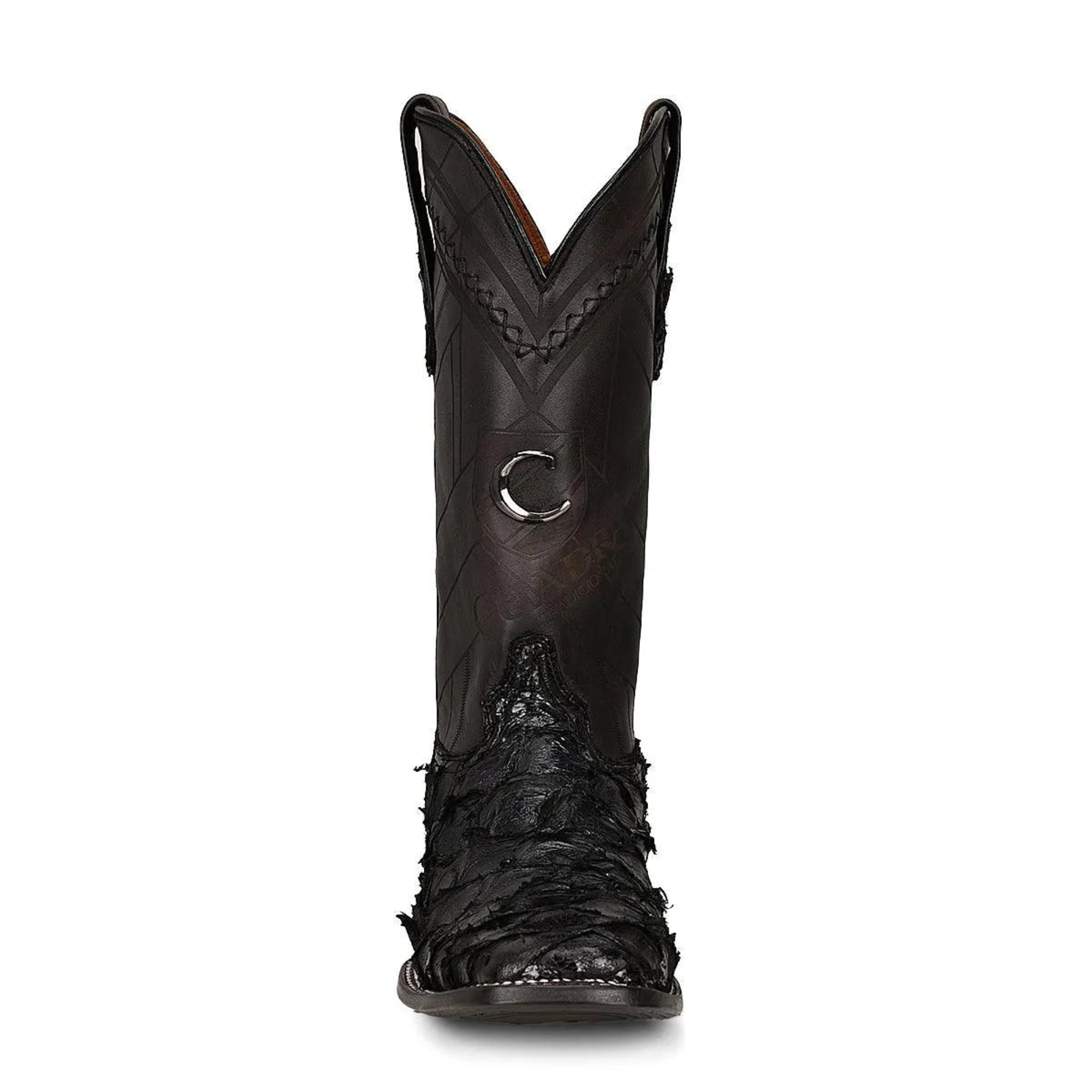 Men's Black Pirarucu Boots – Calf High Exotic Leather Square