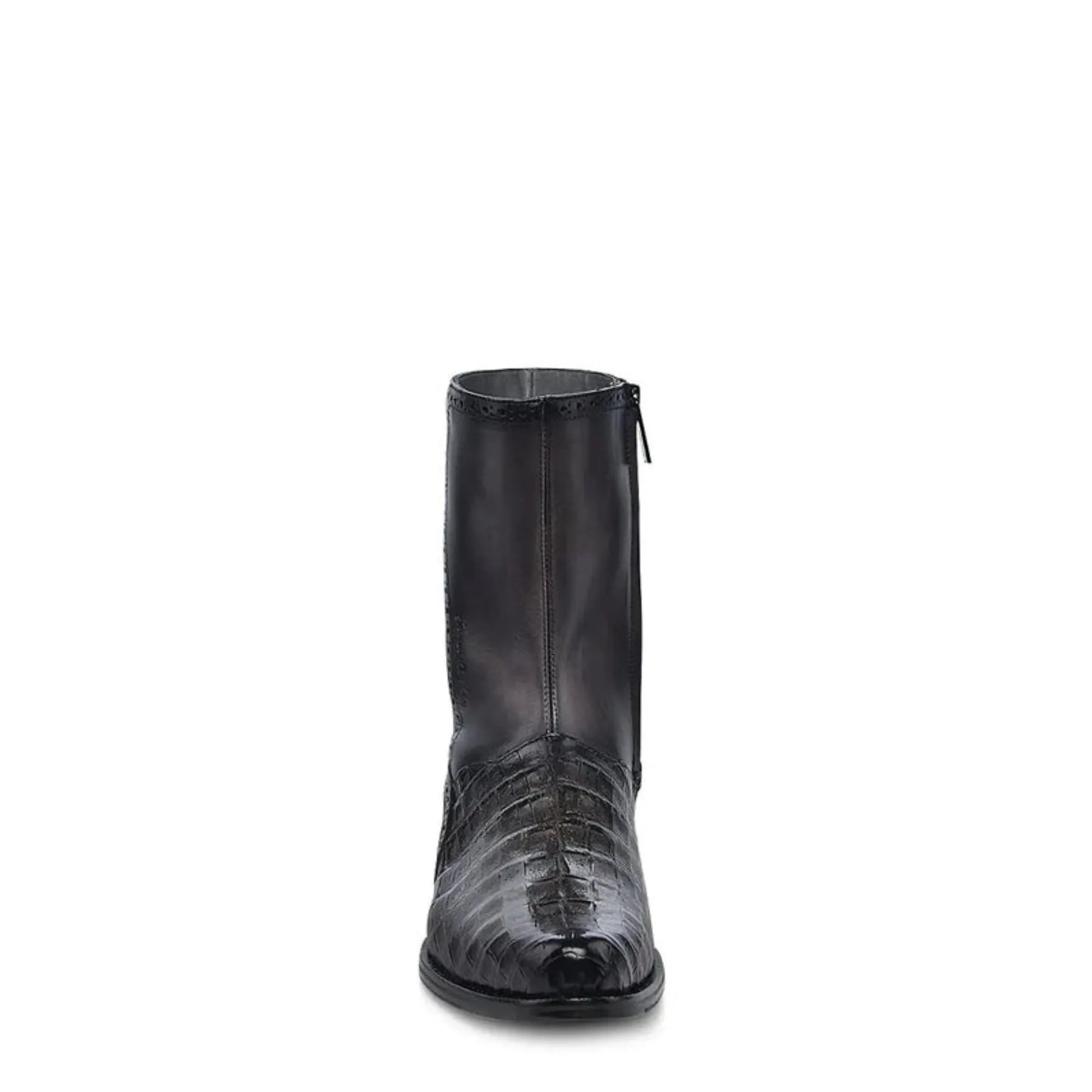 Exotic Boots for Men: Black Leather Slip-On Cowboy Boots - Men Franco Cuadra Boot FC864 - El Rodeo Western Boutique