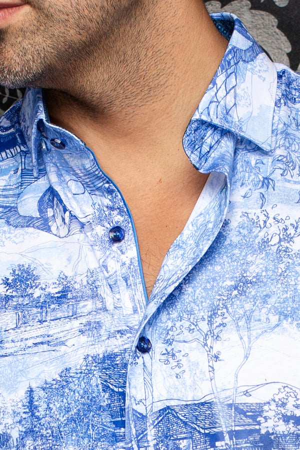 Men Au Noir Knit Shirt Gavelston Light Blue (SS)