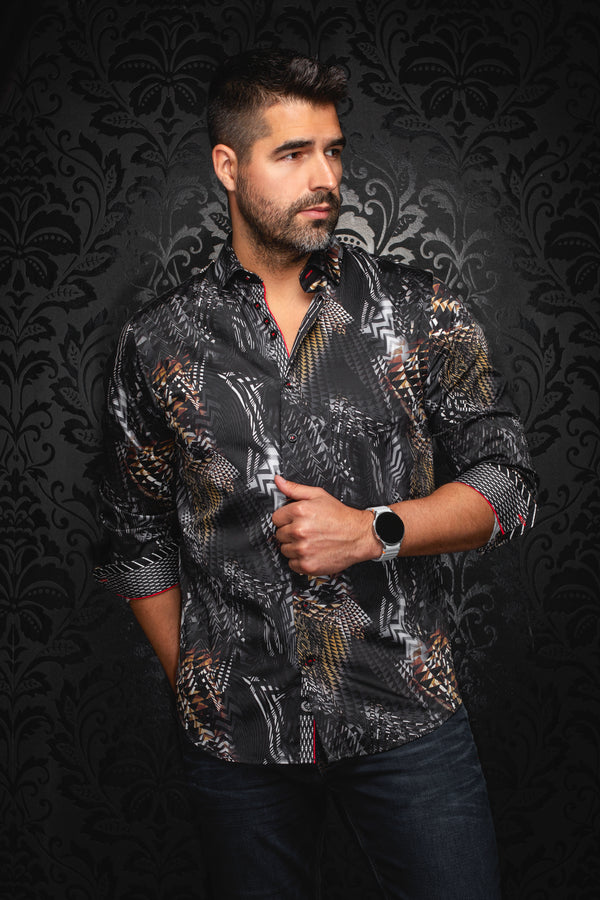 Men Au Noir Woven Shirt Groove Black/Gold