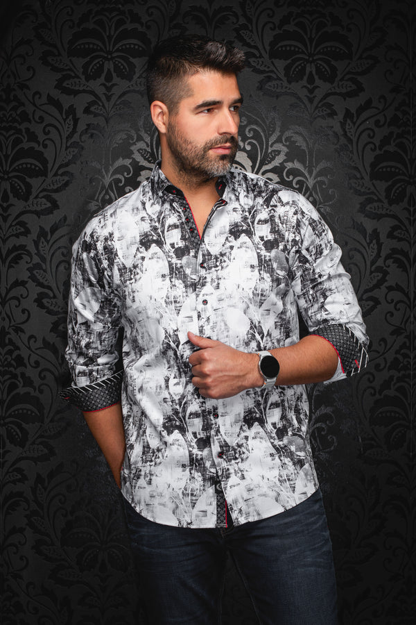 Men Au Noir Woven Shirt Jasper White-Black