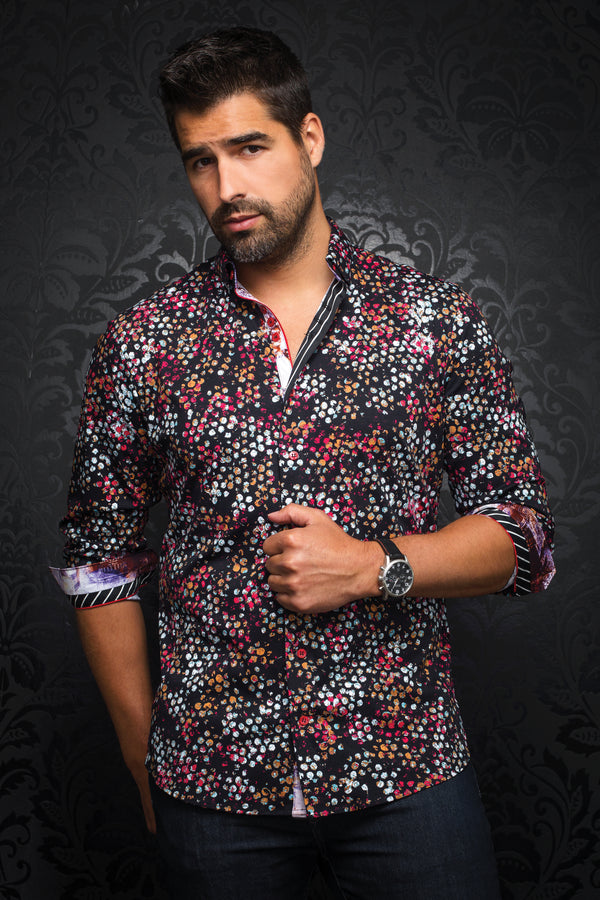 Men Au Noir Knit Shirt Java Multi