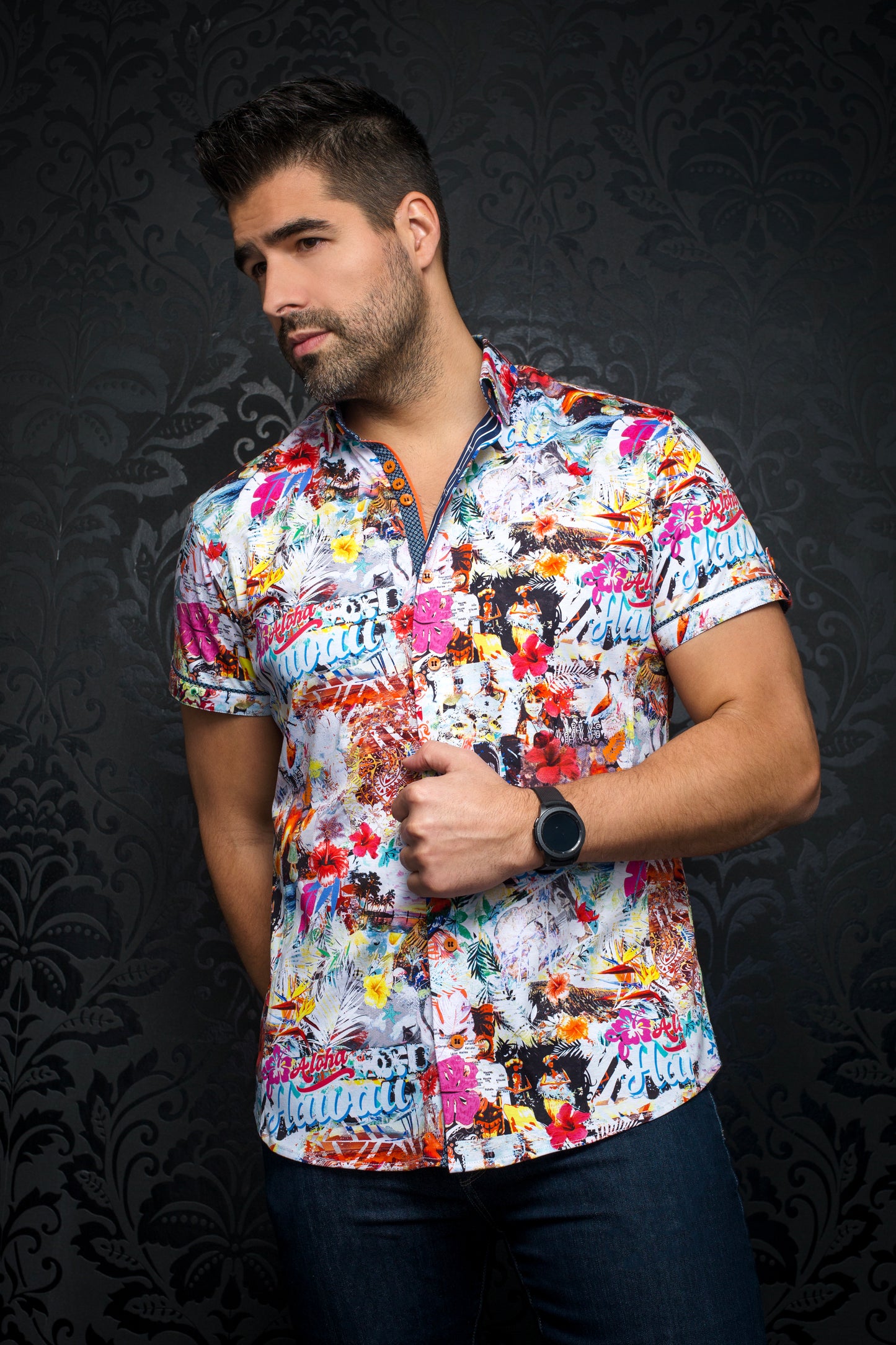Men Au Noir Woven Short Sleeves Shirt Kailua