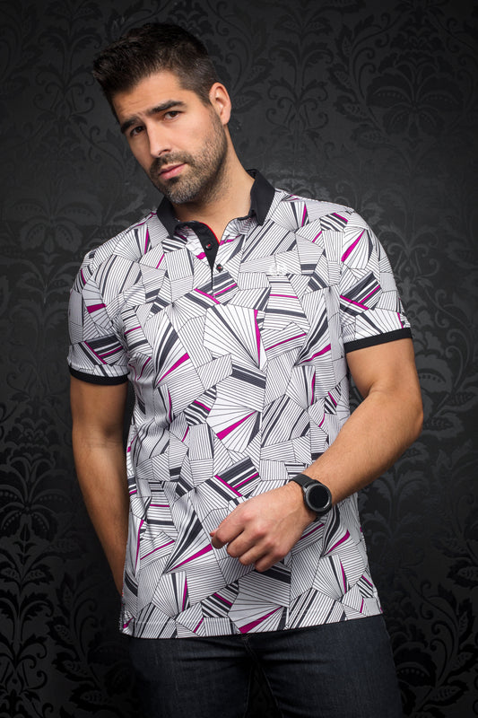 Men Au Noir Polo Kipling White/Fuchsia