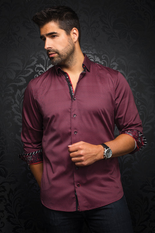 Men Au Noir Woven Shirt Knox Red