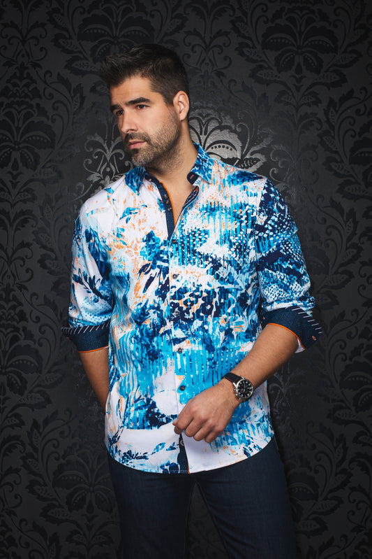 Men Au Noir Knit Shirt Korey Blue