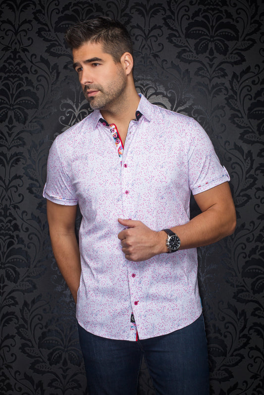 Men Au Noir Knit Short Sleeves Shirt Lando Pink
