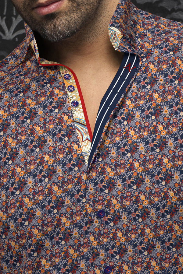 Men Au Noir Knit Shirt Maddox Navy Rust