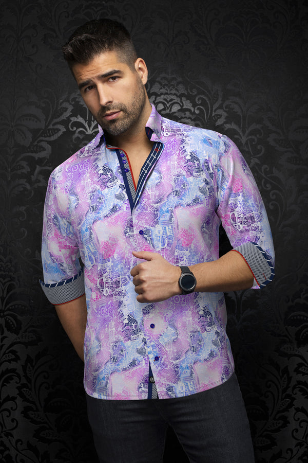 Men Au Noir Woven Shirt Mirabeau Purple