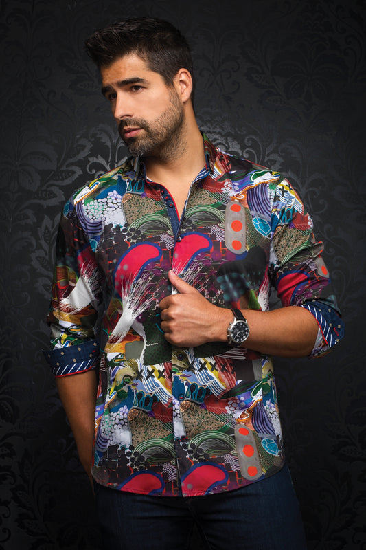 Men Au Noir Woven Shirt Morisot Multi