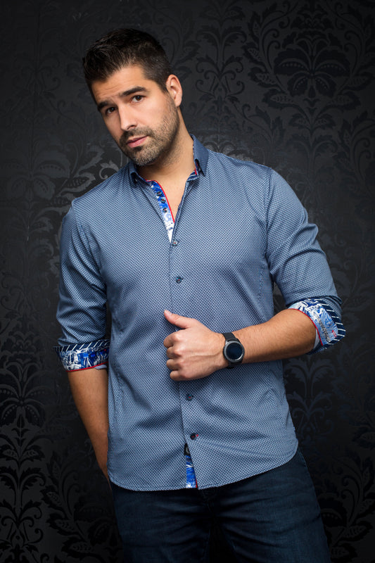 Men Au Noir Woven Shirt Muzio Navy