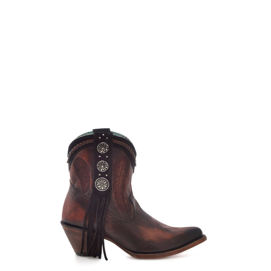 Cowhide Boots, Round Toe - Women Corral Ankle Boots N0005
